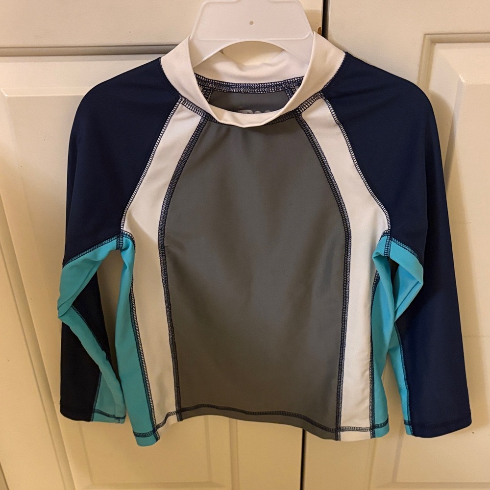 Circo Navy White Gray Teal Kids Rashguard